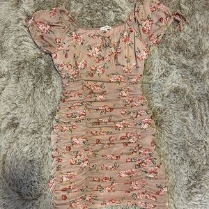 Summer floral ruched dress